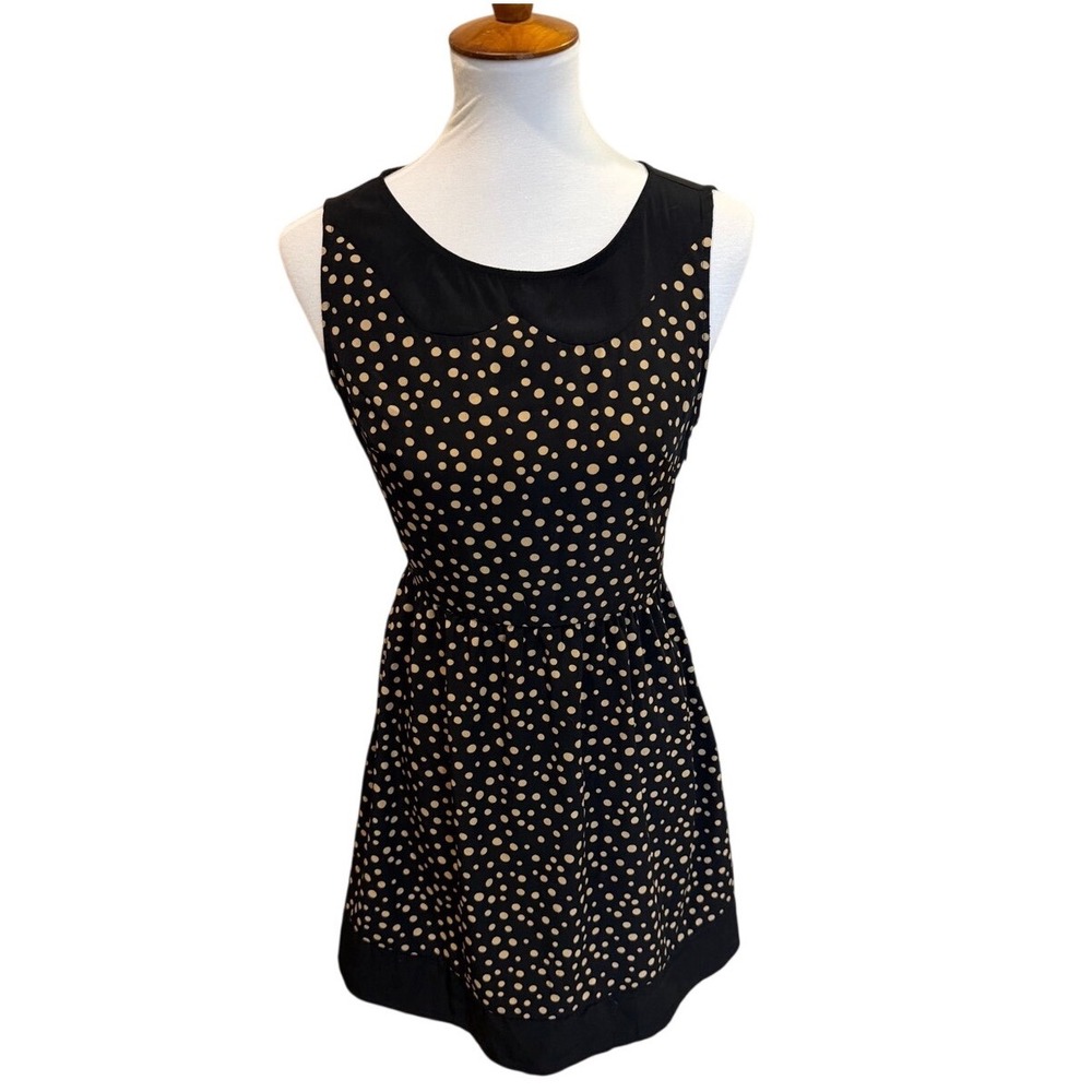 Forever 21 Black Dress with Beige Polka Dots